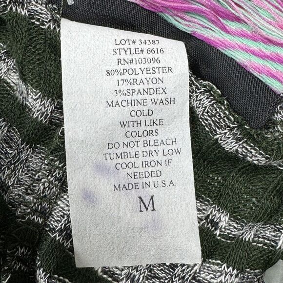 Say Anything Green Stripe Cardigan Open Front Top Medium - Picture 4 of 9